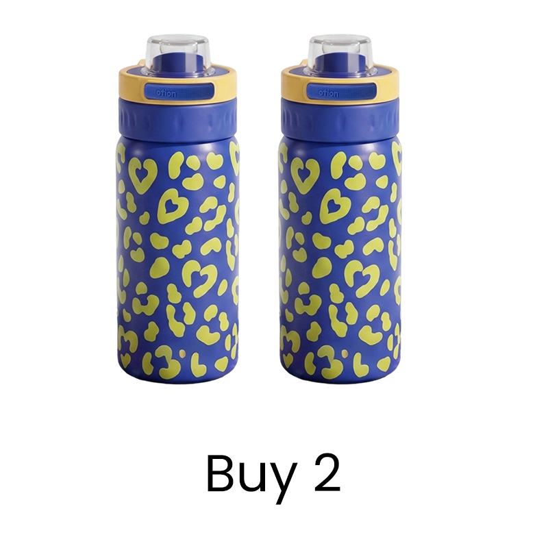 Leopard Print Insulated Water Bottle with Dual-Drinking Lid