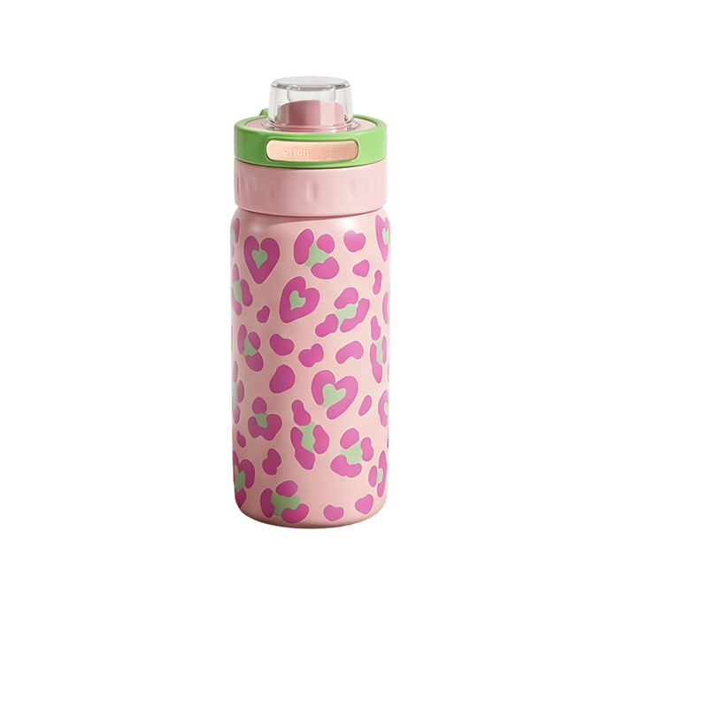 Leopard Print Insulated Water Bottle with Dual-Drinking Lid