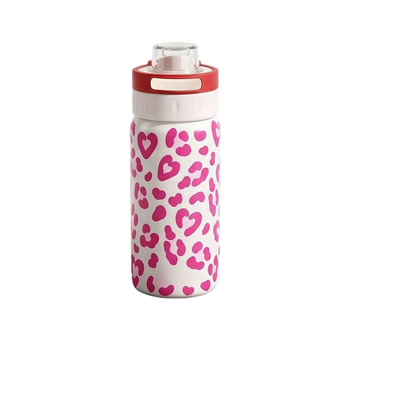 Leopard Print Insulated Water Bottle with Dual-Drinking Lid