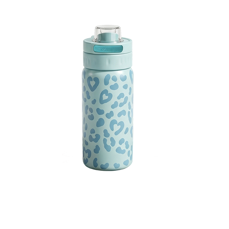 Leopard Print Insulated Water Bottle with Dual-Drinking Lid