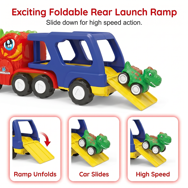 🚛Double-Decker Dinosaur Transport Truck Toy