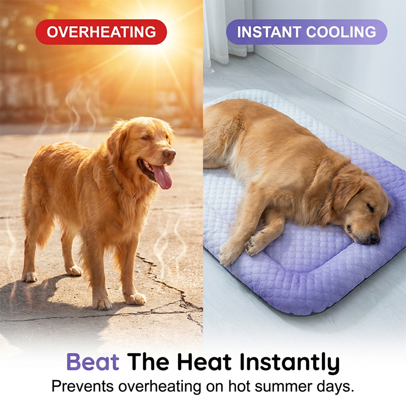 🔥LAST DAY SALE ❄Pet Cooling Mat for Dogs & Cats 🐾  Naturally Cool Ice-Silk Pad Breathable, Washable & Soft 🌿  For Floors, Sofas & Car Travel 🐶🐱