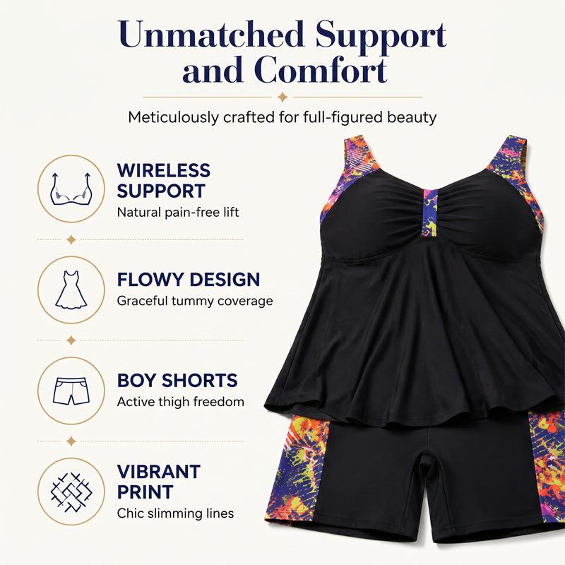 🎁2026 New Arrivals 57% OFF💥Women's Plus Size Flowy Tankini Set – Relaxed top, matching shorts & confident coverage – Perfect for poolside comfort & style ✨