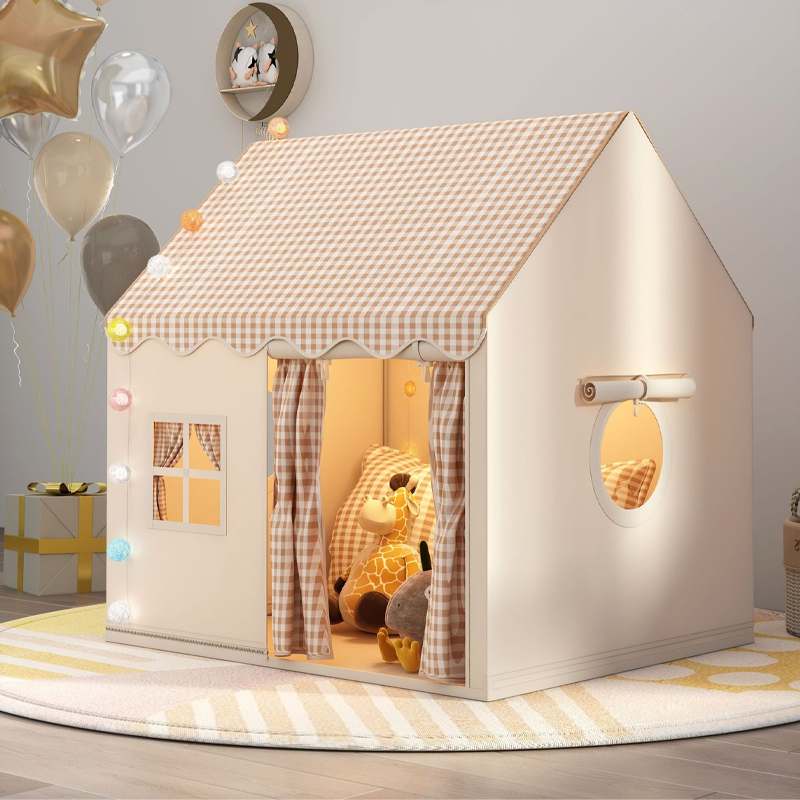 🎁50% OFF NOW! Dream Kids Play Tent House – Cozy Indoor Playhouse with Checkered Curtain, Private Play Space for Toddlers, Cute Reading Nook & Gift for Children