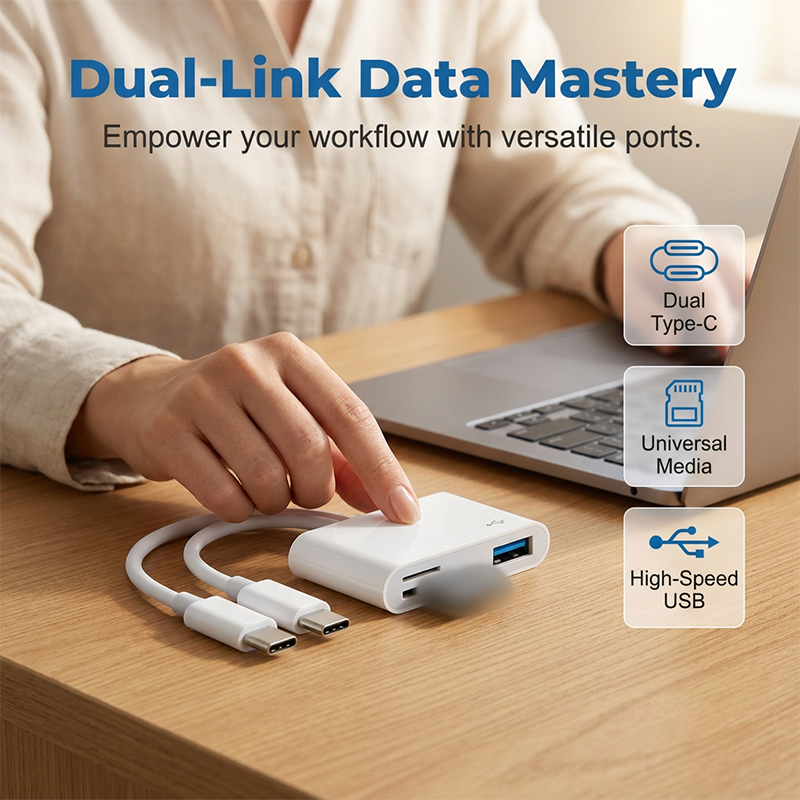 💻52% OFF NOW! Universal 5-in-1 Card Reader Hub – Dual Type-C Multi-Port Memory Card Reader, High Speed USB Data Transfer Adapter, Compatible with Phones, Laptops & Cameras