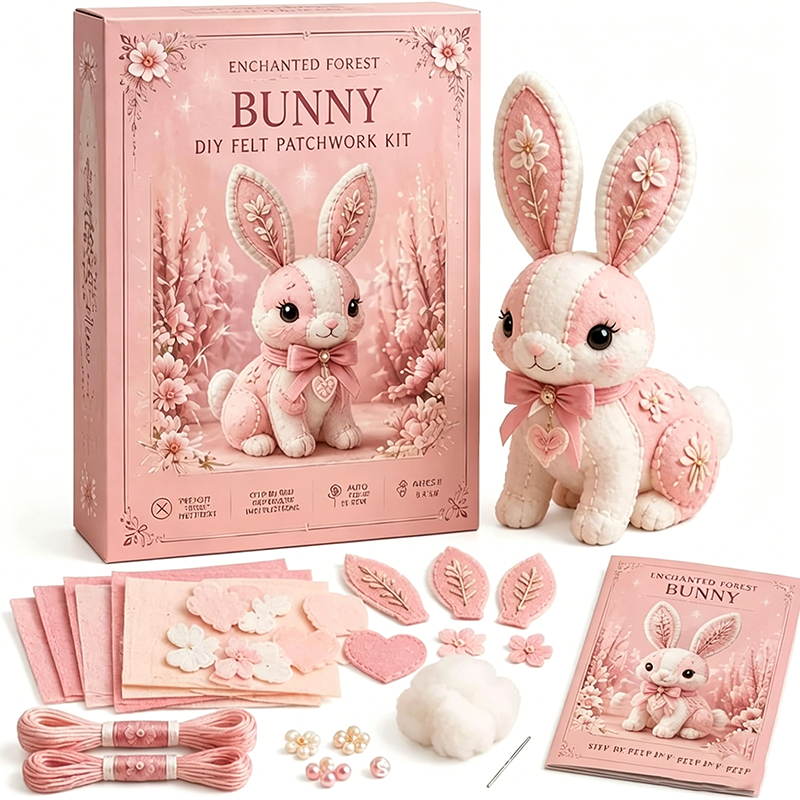🎀49% OFF🎁Pink Enchanted Forest DIY Felt Patchwork Kit