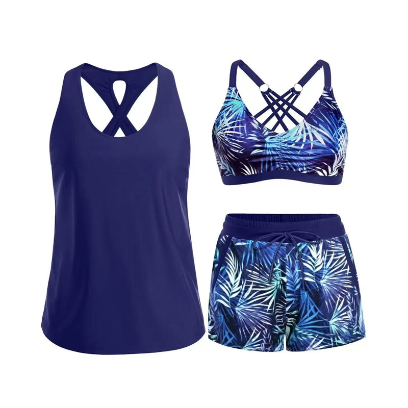 🔥2026 Hot Sale 52% OFF✨⚡ 50K+ SOLD! 🎁Women's 3-Piece Swimsuit Tankini Set with Shorts👙