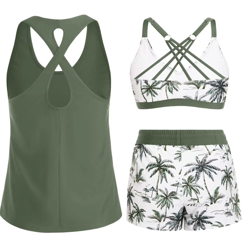 🔥2026 Hot Sale 52% OFF✨⚡ 50K+ SOLD! 🎁Women's 3-Piece Swimsuit Tankini Set with Shorts👙