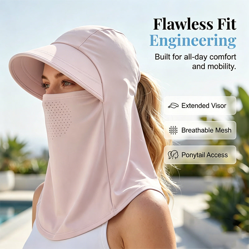Breathable Full Face Sun Mask with Ponytail Hole