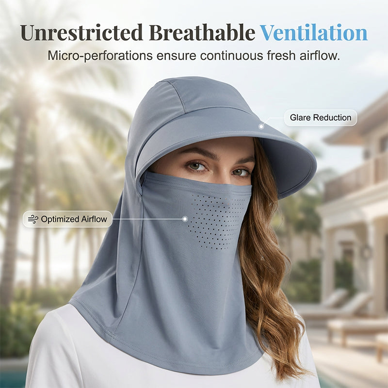 Breathable Full Face Sun Mask with Ponytail Hole