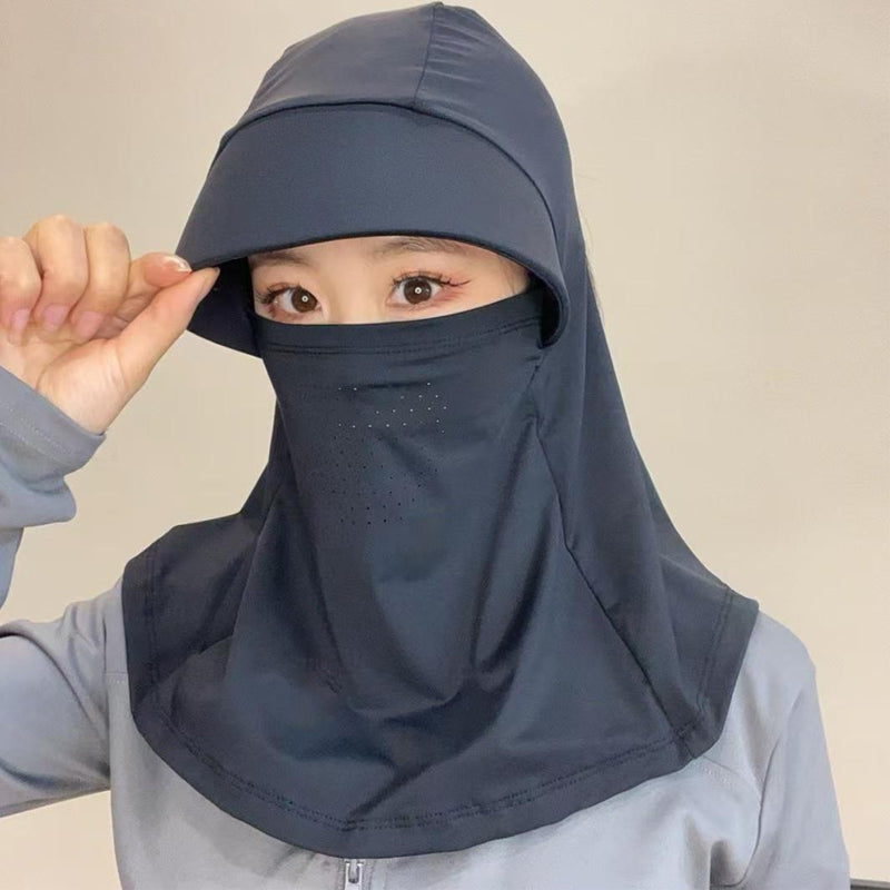 Breathable Full Face Sun Mask with Ponytail Hole