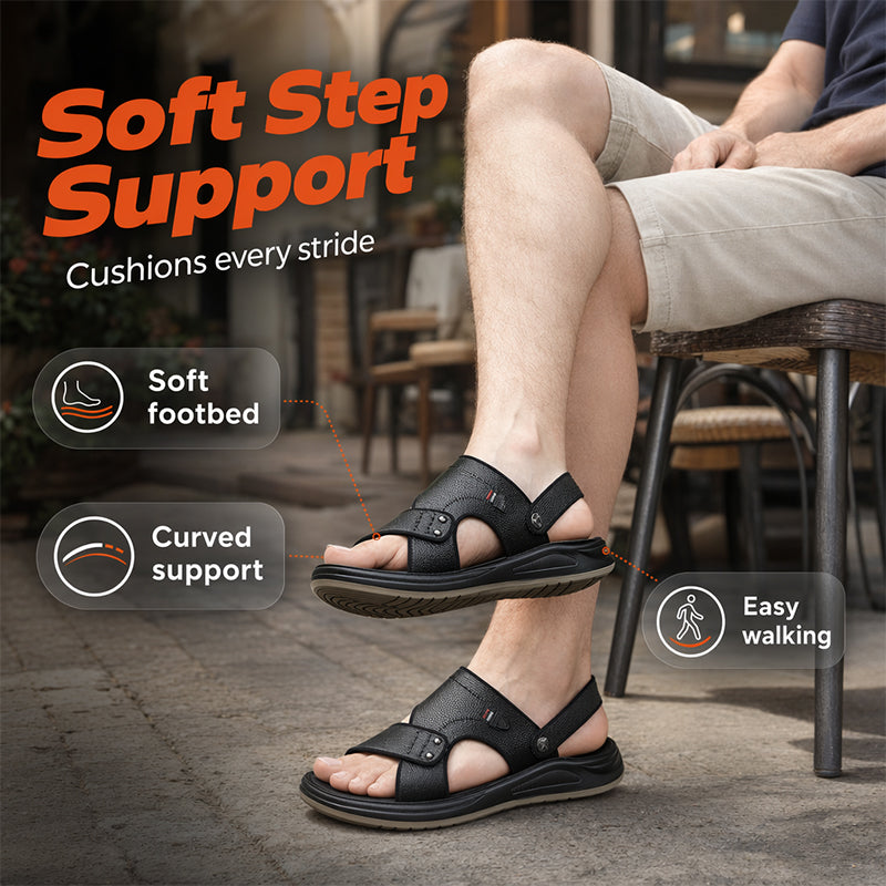 Men's Leather Sandals Dual Use Slip On Outdoor Beach Slippers