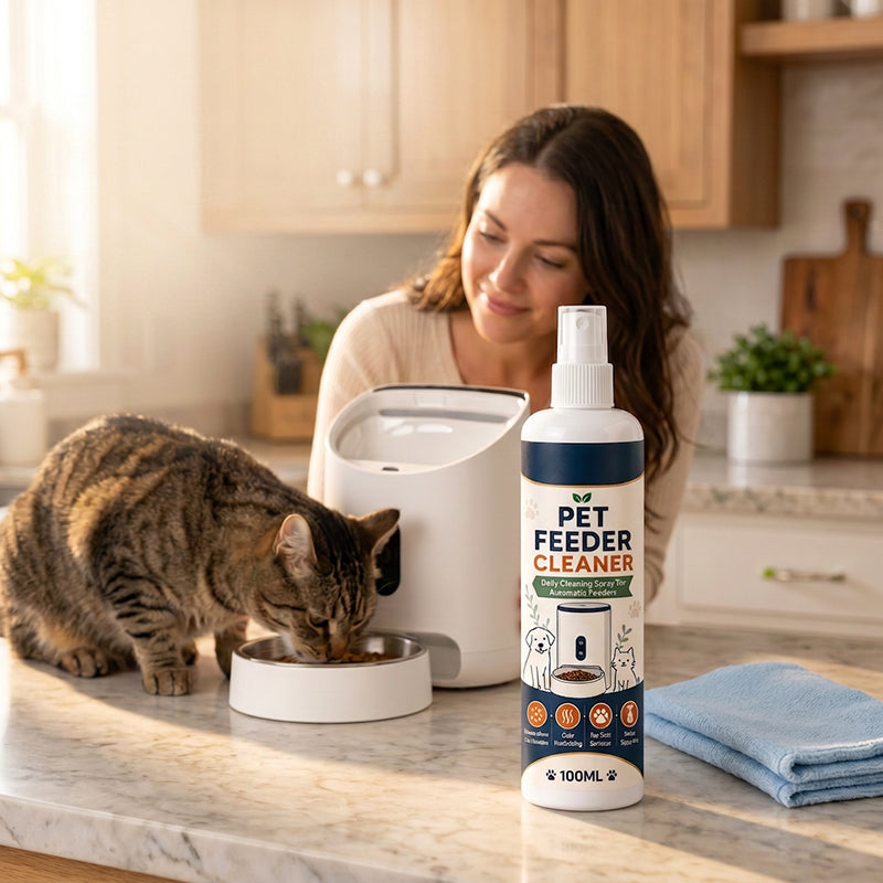 Pet Feeder Cleaner Spray with Cleaning Towel