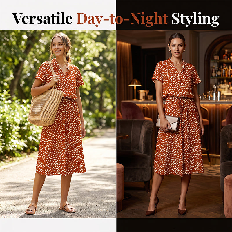 Women Casual Floral Printed Midi Dress