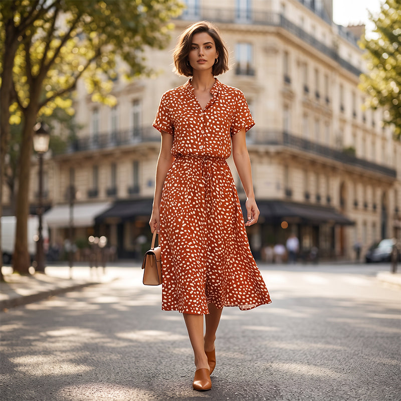 Women Casual Floral Printed Midi Dress