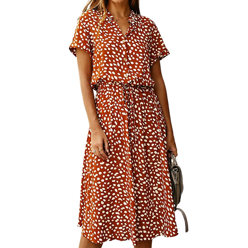 Women Casual Floral Printed Midi Dress
