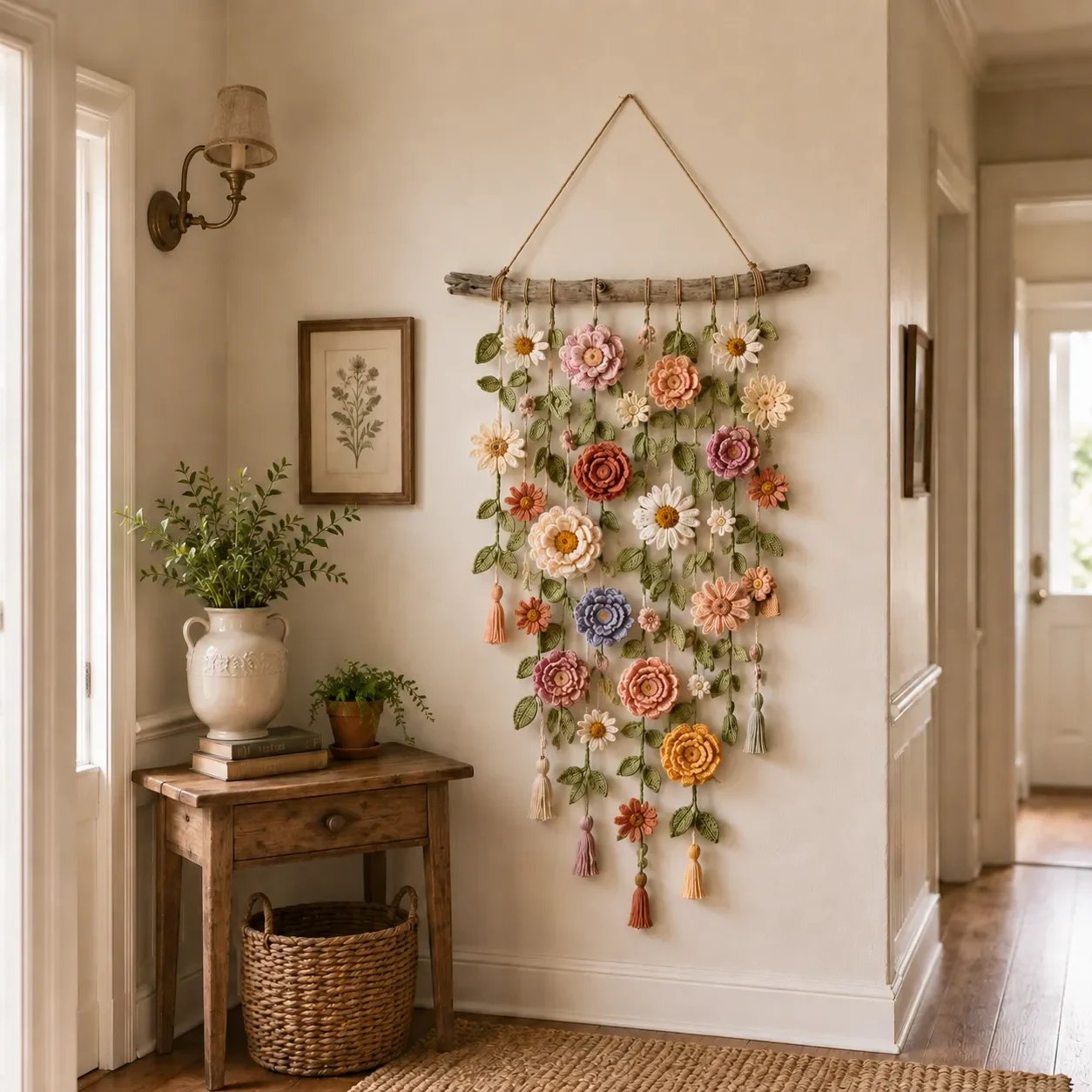 🌸Crochet Flower Wall Hanging Decor Handmade🌸Handcrafted Items from the School for Middle-Aged and Elderly Artisans