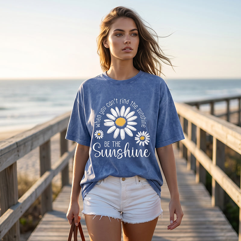🌼LIMITED TIME 51% OFF! 👕 Vintage Washed Daisy T-Shirt – Soft Breathable Blend, Relaxed Drop Shoulder Fit and Retro Everyday Style