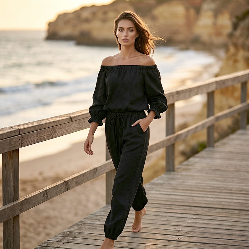 👗Last Day Promotion 58% OFF🌸Women's Off Shoulder Jumpsuit – Effortless Chic With A Flattering Fit ✨
