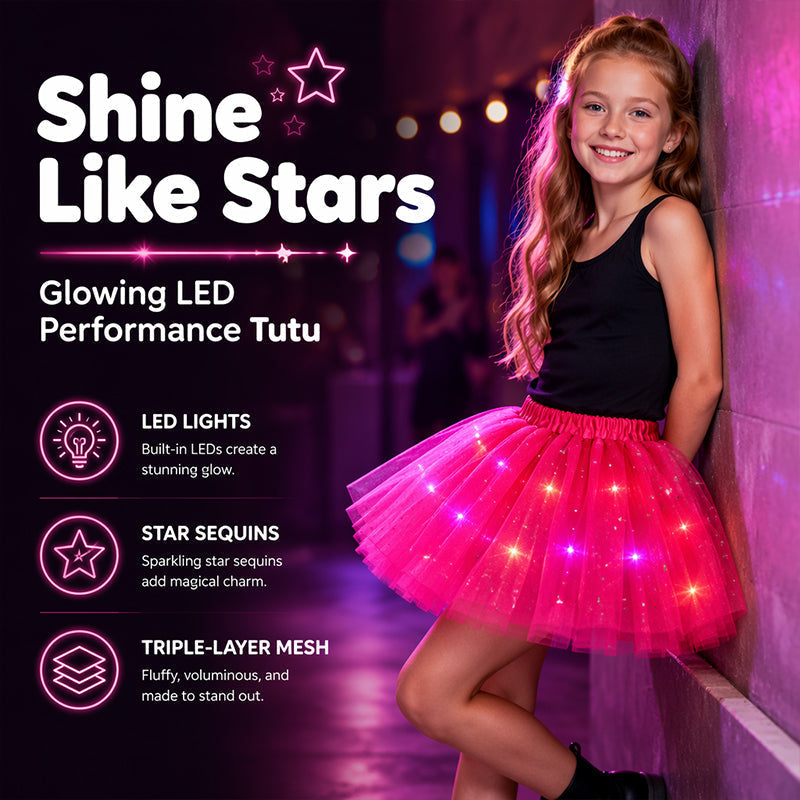 🏆 Last Day 52%OFF!🎁LED Light Up Sequin Tutu Skirt Star Mesh Princess Skirt for Girls and Adults