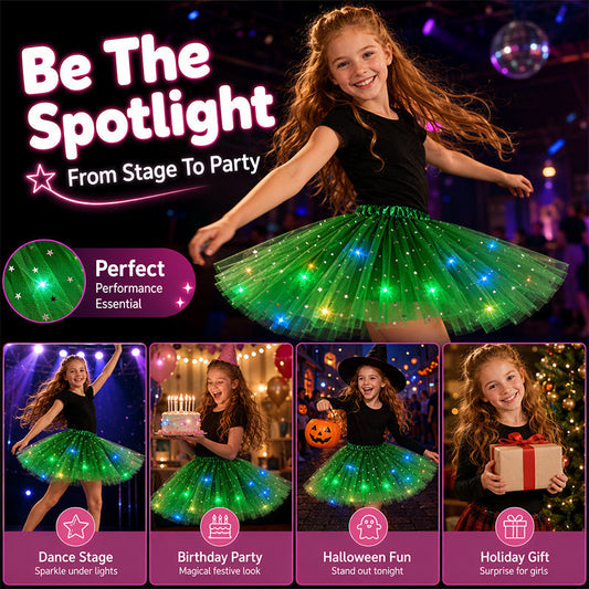 🏆 Last Day 52%OFF!🎁LED Light Up Sequin Tutu Skirt Star Mesh Princess Skirt for Girls and Adults