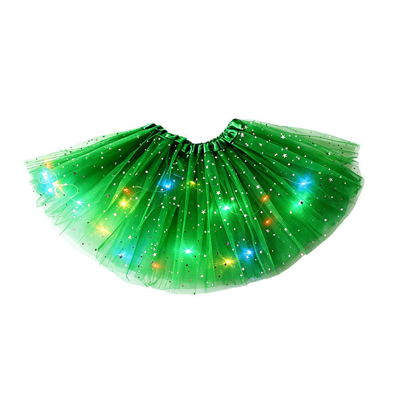 🏆 Last Day 52%OFF!🎁LED Light Up Sequin Tutu Skirt Star Mesh Princess Skirt for Girls and Adults