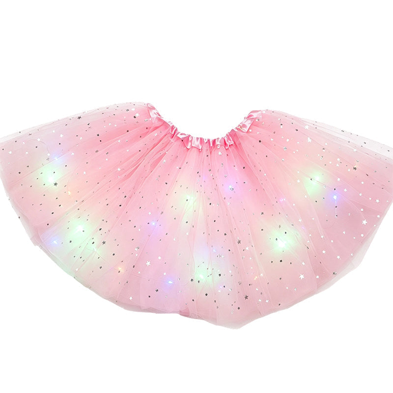 🏆 Last Day 52%OFF!🎁LED Light Up Sequin Tutu Skirt Star Mesh Princess Skirt for Girls and Adults