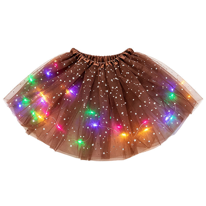 🏆 Last Day 52%OFF!🎁LED Light Up Sequin Tutu Skirt Star Mesh Princess Skirt for Girls and Adults