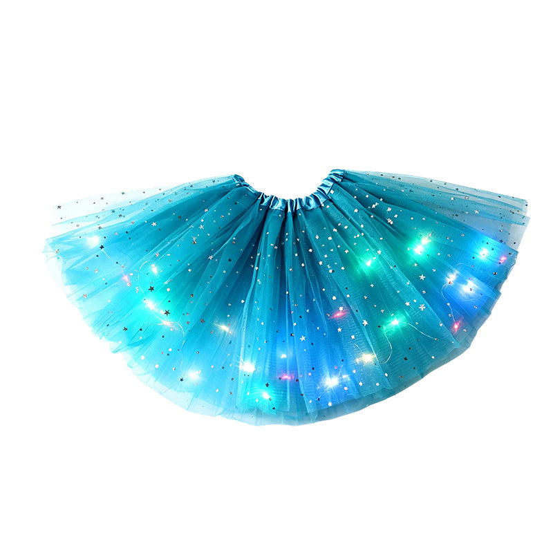 🏆 Last Day 52%OFF!🎁LED Light Up Sequin Tutu Skirt Star Mesh Princess Skirt for Girls and Adults