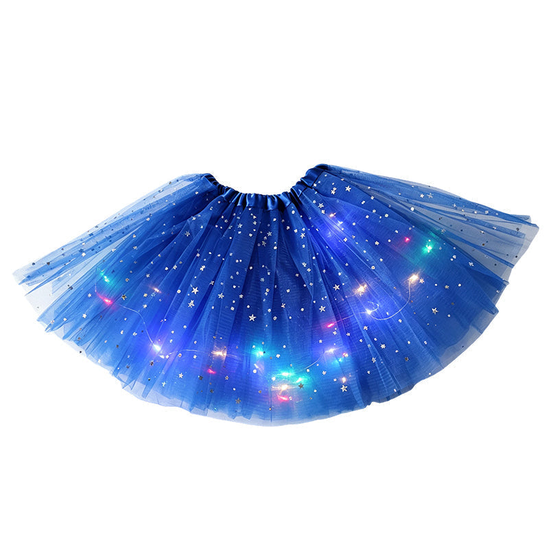 🏆 Last Day 52%OFF!🎁LED Light Up Sequin Tutu Skirt Star Mesh Princess Skirt for Girls and Adults