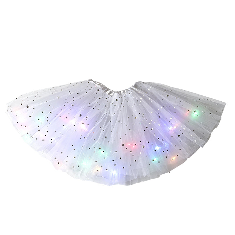 🏆 Last Day 52%OFF!🎁LED Light Up Sequin Tutu Skirt Star Mesh Princess Skirt for Girls and Adults