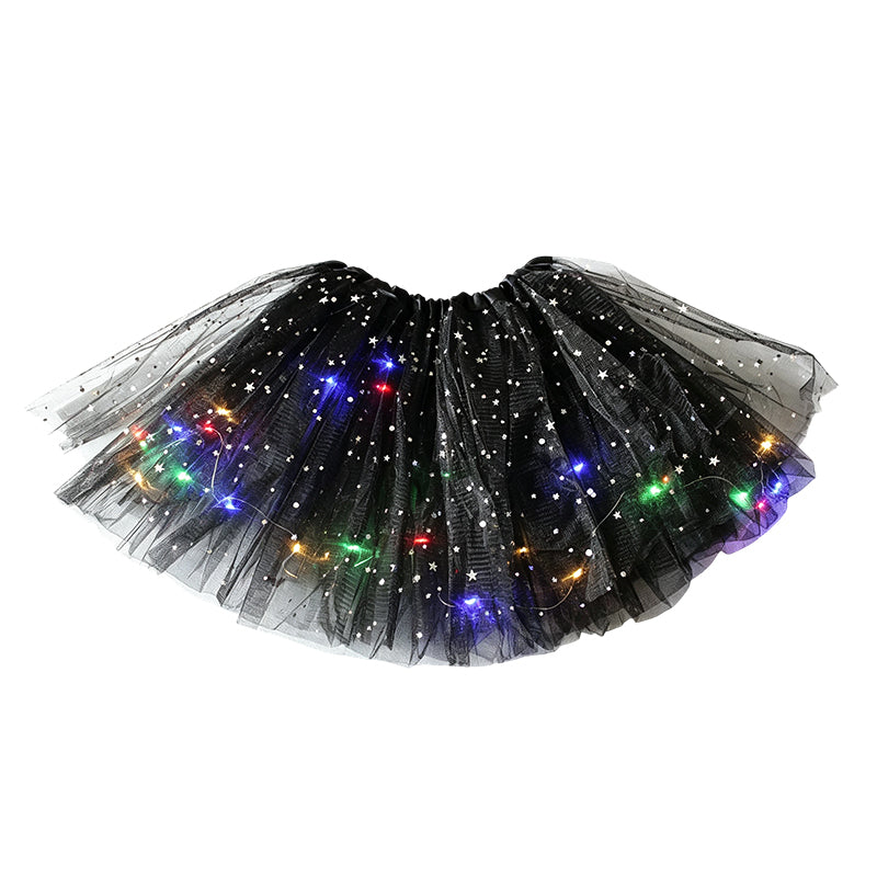 🏆 Last Day 52%OFF!🎁LED Light Up Sequin Tutu Skirt Star Mesh Princess Skirt for Girls and Adults