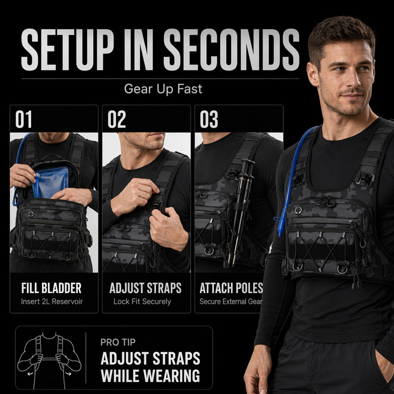 🔥Hot Sale 49% OFF🔥Front & Back Cycling Vest Pack for Men – Hydration Ready, 3L Storage, Breathable Mesh 🏃