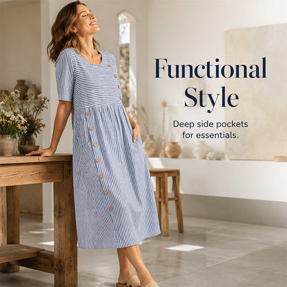 👗Striped pocket dress - Soft and versatile casual style