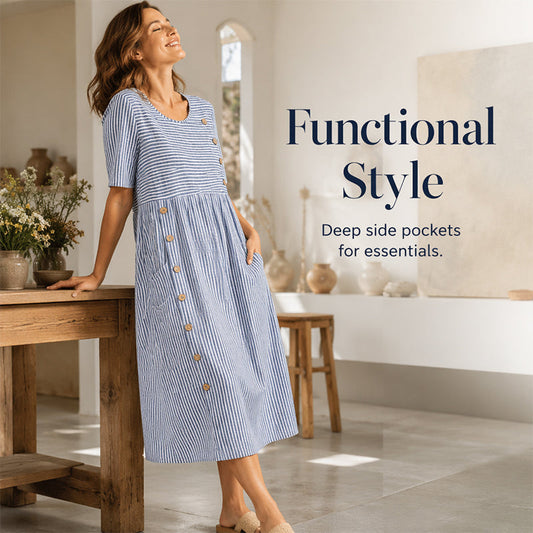 👗Striped pocket dress - Soft and versatile casual style