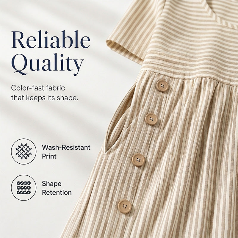 👗Striped pocket dress - Soft and versatile casual style