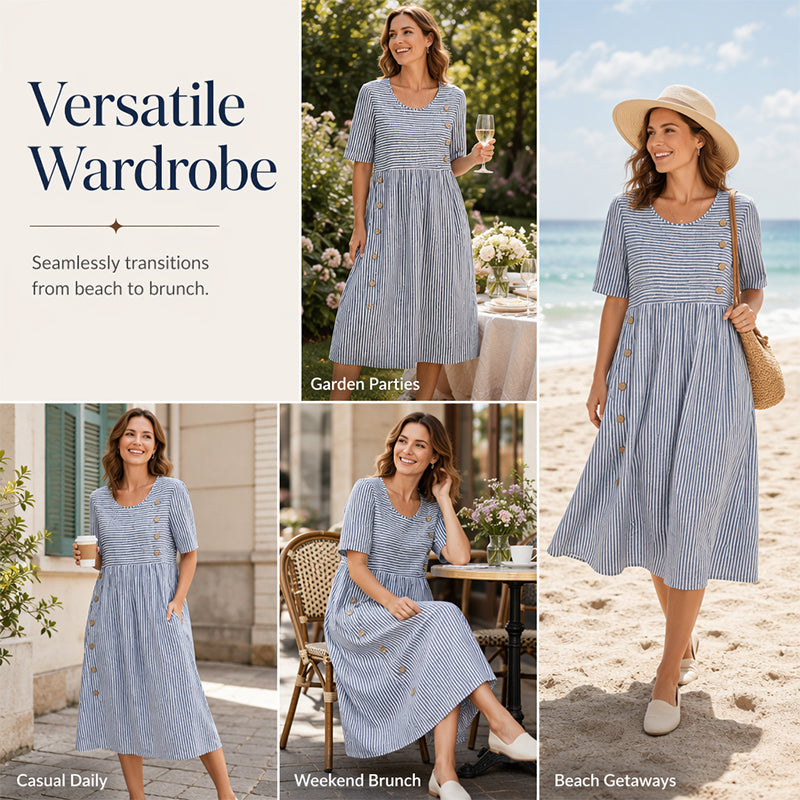 👗Striped pocket dress - Soft and versatile casual style