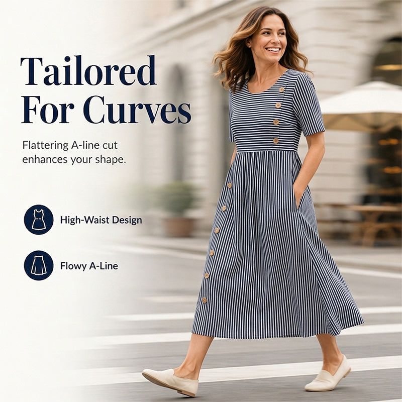 👗Striped pocket dress - Soft and versatile casual style