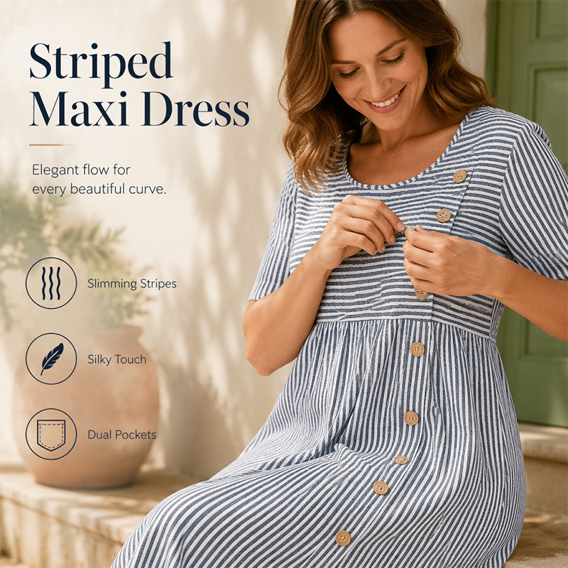 👗Striped pocket dress - Soft and versatile casual style