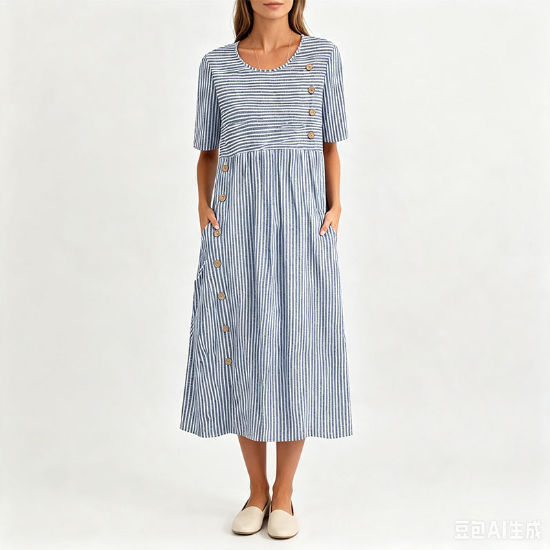 👗Striped pocket dress - Soft and versatile casual style