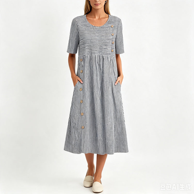 👗Striped pocket dress - Soft and versatile casual style