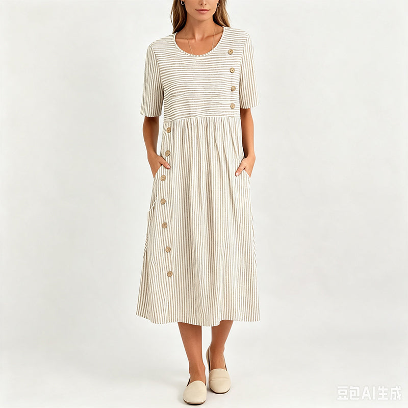 👗Striped pocket dress - Soft and versatile casual style