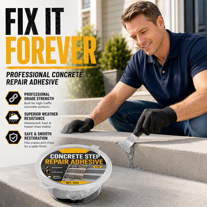 🥳2026 HOT SALE🥳💞50K+ SOLD!🏠  Concrete Step Repair Adhesive – Permanently bonds cracked stairs & walkways. Weatherproof – resists heat, ice & rain. Walk safely again! 🛡️✨
