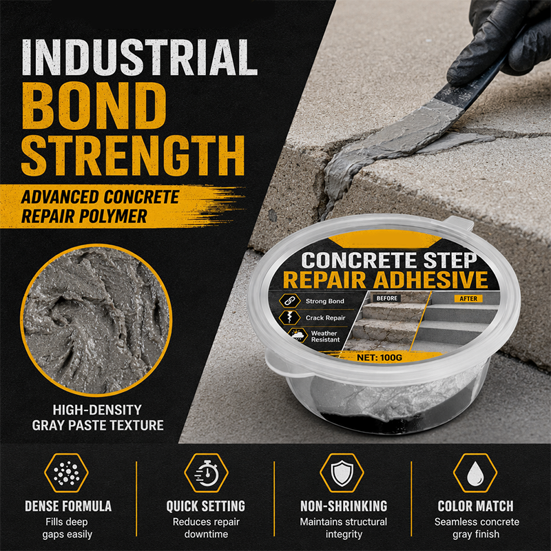 🥳2026 HOT SALE🥳💞50K+ SOLD!🏠  Concrete Step Repair Adhesive – Permanently bonds cracked stairs & walkways. Weatherproof – resists heat, ice & rain. Walk safely again! 🛡️✨