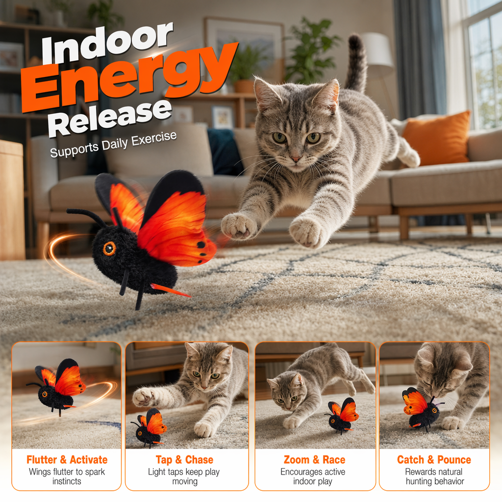 🦋🐱 Smart Sensing Flapping Butterfly Toy – 58% OFF! Motion-activated, realistic flight, interactive fun – keeps your cat engaged for hours. 🔥✨