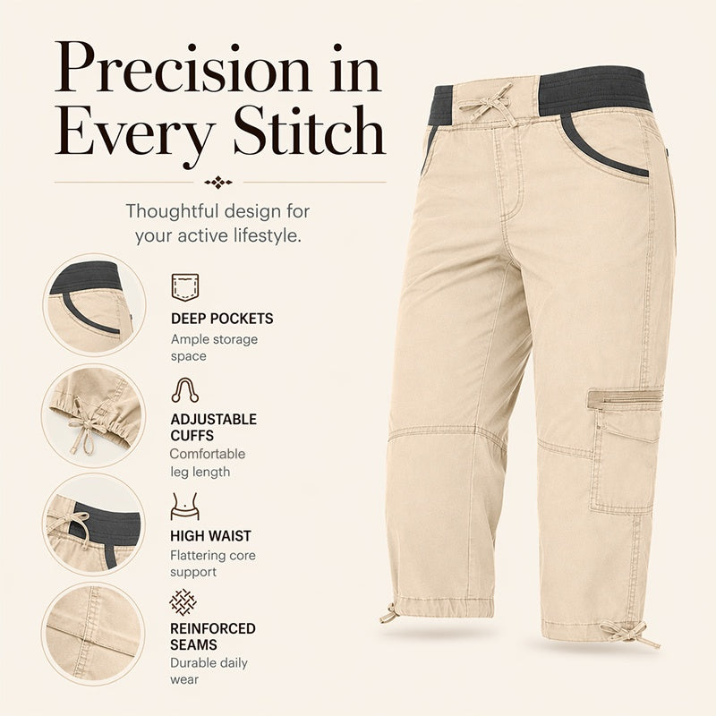 👖55% OFF NOW ! ✨Women's High-Waist Cargo Capri Pants – Breathable Cotton with Utility Pockets, Adjustable Cuffs Casual Summer Trousers