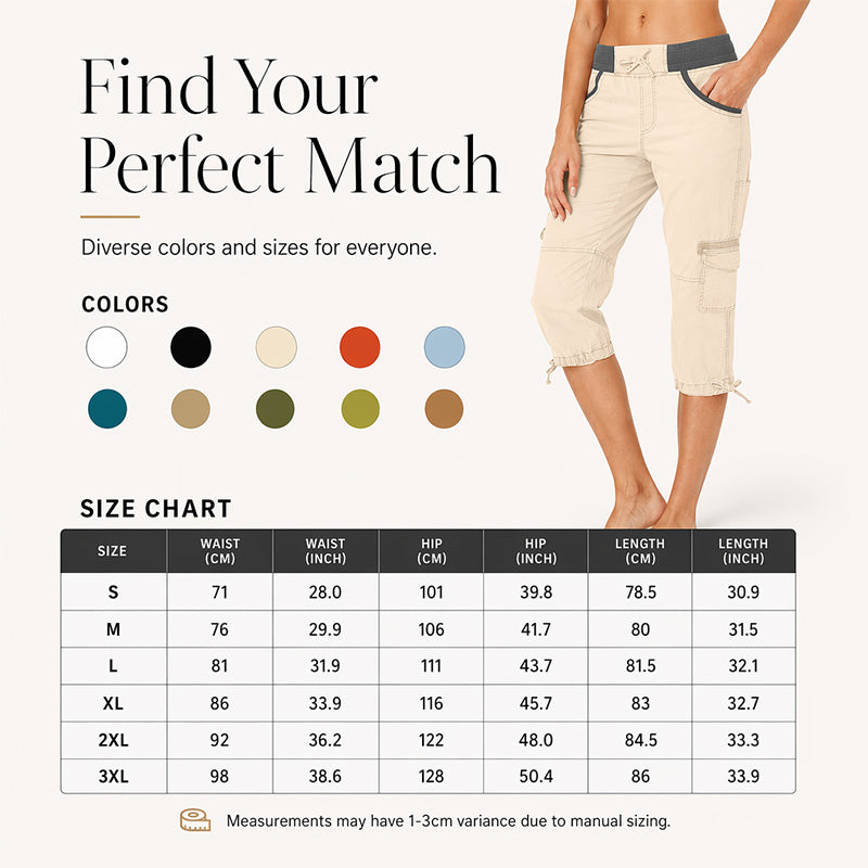 👖55% OFF NOW ! ✨Women's High-Waist Cargo Capri Pants – Breathable Cotton with Utility Pockets, Adjustable Cuffs Casual Summer Trousers