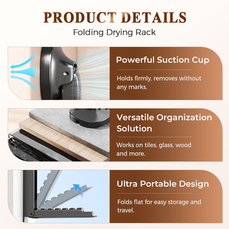 🔥Suction Cup Extendable Folding Drying Rack – No-Drill, Space-Saving, for Bathroom Balcony 👚