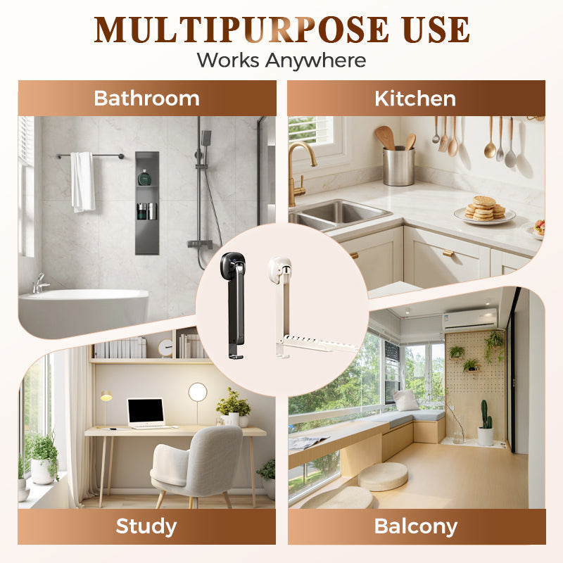 🔥Suction Cup Extendable Folding Drying Rack – No-Drill, Space-Saving, for Bathroom Balcony 👚