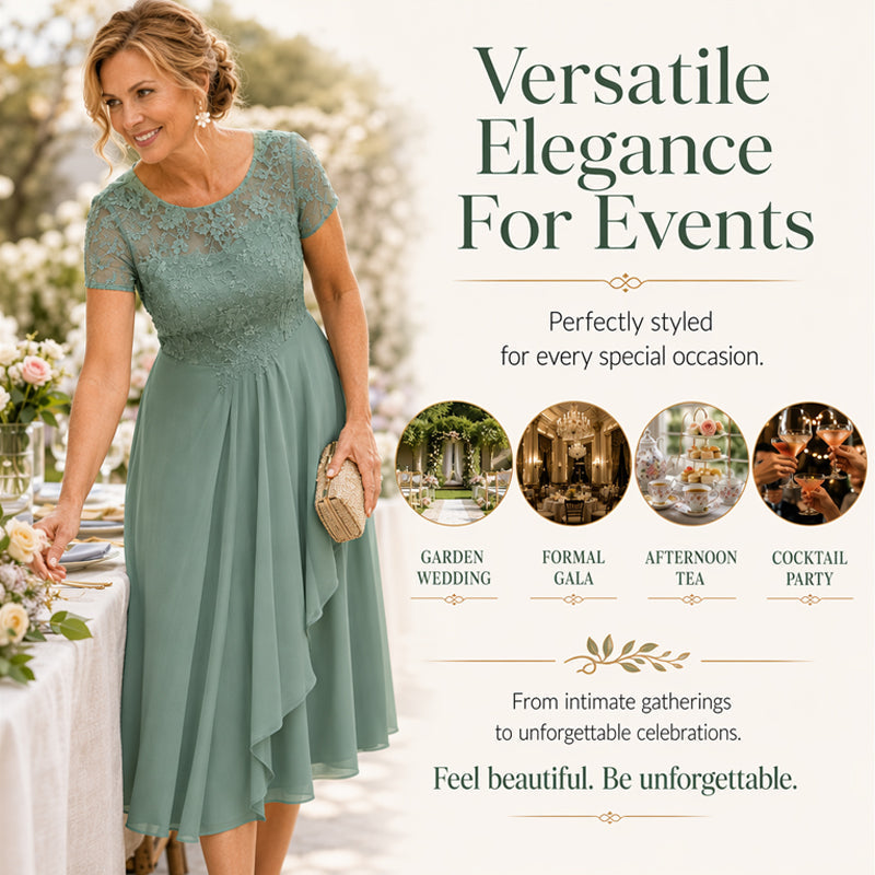 🎉 LIMITED TIME 50% OFF! 👗 Women’s Elegant Round Neck Dress – Lace Detail, Flowing Silhouette & Waist-Defining Fit 🌸